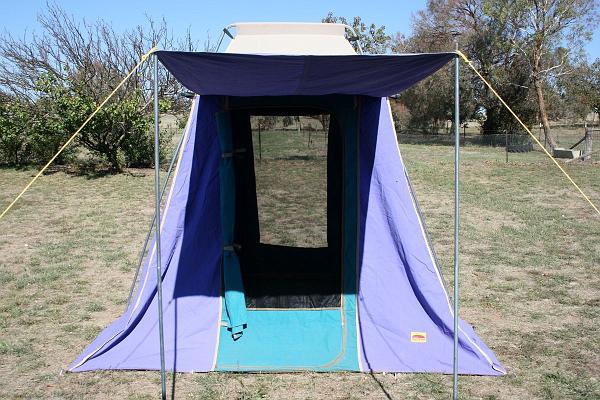 S_IMG_1824.JPG - Touring Tent (Second Picture) - Kiwi Camping Company, Horizon Tent 9 X 9 feet (2740 X 2740 mm). Showing view through doorway and rear window with insect mesh in place. Pick Up Only. $ 250.